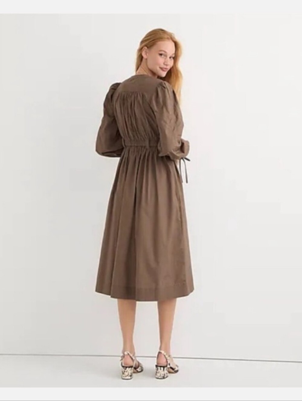 J.CREW Tie Waist Vneck Cotton Dress - Picture 2 of 9